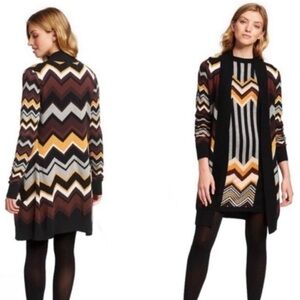 Missoni For Target Womens Wool Blend Chevron Cardigan size M Brown Open Front